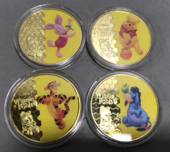 (Set Of 4) Gold Plated Disney Winnie The Pooh