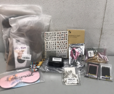 (2) Wig Caps, (2) Sets of Eyelashes, (1) 4 Pack Hair Claw Clips, (1) Pack of Bride Barodes, and more