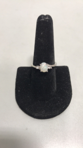 Beautiful White Fire Opal Ring .925 Size 9