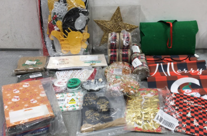 Nutcracker and Tree Felt Decor, Rolls of Buffalo Plaid Ribbon, Gingerbread People Ornaments, Nail Stickers, Goody Bags, Burlap Pennant Banner, Gold Star Tree Topper, Diamond Painting Kit, Vertical Banner, and more