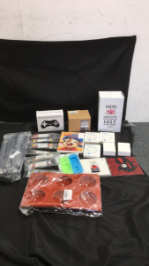 (3) Pairs Of In Ear asteroid Headphones (2) Miracase AirPods Cases (2) Music CDs (2) Silicone Skins For Wii Remote (7) Decrotive Cell Phone Lanyards (4) Heart Shaped Kitchen Spatula Set (1) Wireless Controller For PlayStation 3 (1) For Mom 20oz Tumbler an