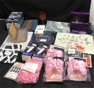 (2) ViveFox PlayStation 5 Dual Charger Dock (1) Coach IPhone 12 ProMax Wallet Case (1) Funny Mousepad (2) Karmabox Zodiac Crystal Set (3) Hair Curling Headbands (300) Pink Disposable Rings and More