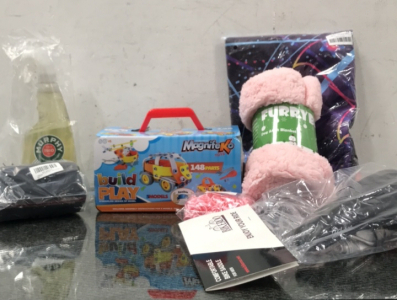(1) MaggnifeKo Build and Play, (1) Pink Pet Blanket, (1) Tapestry, (1) Murphy Cleaning Spray, (1) Bikeroo Comfort Bike Saddle, and more