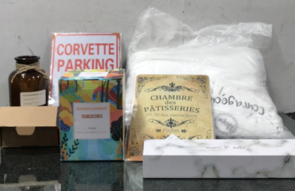 (1) Corvette Parking Only Sign, (1) Decorative Pillow, (1) 3x14oz Scented Candle, and more
