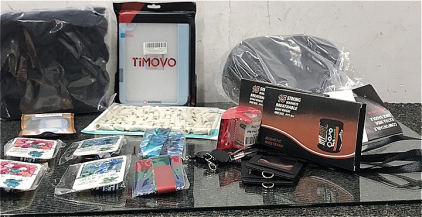 (1) Timovo Sky Blue Tablet case, Bikeroo Extra Wide Comfort Seat, (2) Stong Magentic Wristbands, and more