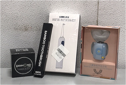 (1)Diamond Labs Carbon Black, (1) Bamboo Toothbrush, (1) Home-use Dental Cleaning Kit, (1) Smart Sonic ToothBrush For Children