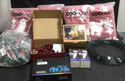 (2) ViveFox PlayStation 5 Dual Charging Dicks (8) Metal Christmas Wreath Frames (4) Coowoo Christmas Tree Skirts (1) Bag If Decorations Mistletoe (1) 7-Color 3D night Lamp (1) Inpoto Christmas lights Projector