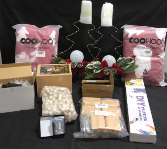 (1) 1oz .999 Fine Silver Bar (2) Solar Powered Christmas Decoration Lights (2) Coowoo Christmas Tree Skirts (1) Unifun Christmas Lights Projector (16) Silver Glitter Snowflakes And More