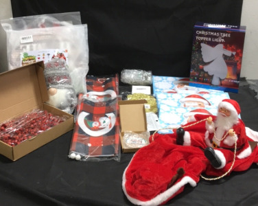(1) Angel Christmas Tree Topper (1) Santa Claus Riding Ypur Dog Costume (3) Window Hanging Christmas Decorations (2) Alvbells Double Faced Welcome Sign (954) Christmas Stickers and more Christmas Decor