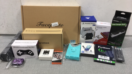 PS5 Faceplate, (2) Controller Charging Station, Wall Mount for Xbox One, Wireless PS3 Controller, Desk Mat, (2) AirTag Cases, AirPod Case, Apple Watch 49mm Screen Protector, Wireless Mic, Nintendo Switch Screen Protector, AV System Remote, Rubber Phone Ho