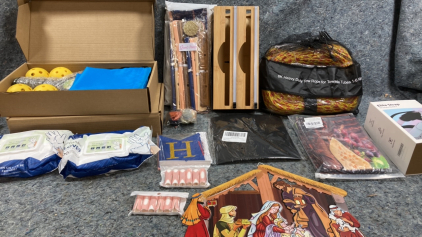 (2) packs gloves-Heavy duty rope-(2) pickle ball paddles- plastic bag storage box and more