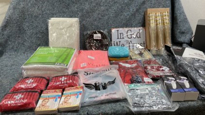(2) Dual charger dock-Bamboo mattress protector-(3) first aid kits-(3) bike saddle and more