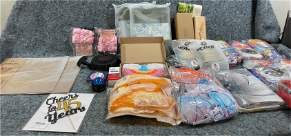 (2) HTB trays-(8) pop toys-(2) sleeves-(4) baby shampoo hats and more