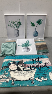 (3) Leaf Pictures (3) Table Runners (2) Throw Pillows Cases (1) Bathroom Mat