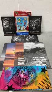 Super Mario Wall Decorating Kit, Insperational Pictures And Tie Dyed Tapestry