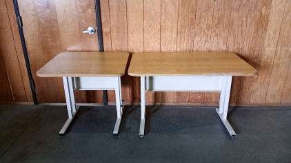 (2) Metal-Framed Office Tables