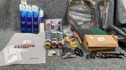 (3) Filters-Scrubing Pads-(2) Pipe Cutter-(3) Tape Rolls- (2) And More