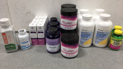 (4) Antacid 1000 Tablets, (5) Collagen Plus, (3) Omega-3 180 Softgels, (8) ElderZinc Juice Concentrate, Irish Sea Moss, MCT Oil, (2) Folate 400 Tablets