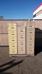 Pallet with (3) Metal File Cabinets