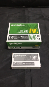 (1) Box Of (250) Remington UMC 380 Auto FMJ Ammunition (1) Box of (50) Remington UMC 380 Auto FMJ Ammunition