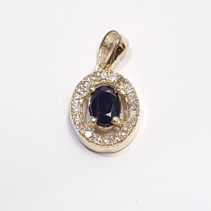 $1460 10K Natural Blue Sapphire(0.55ct) Diamonds(0.15ct) Pendant