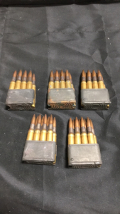 (5) 8-Round Vintage Magazines Full Of 30-06 Ammunition