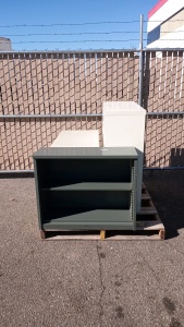 Pallet with Metal File Cabinet and (2) Metal Shelves