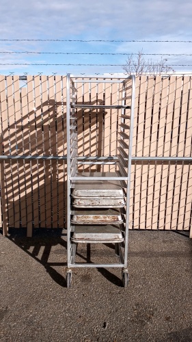 Rolling Metal Food Tray Rack with Trays