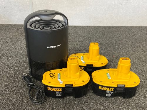 Fenun Zap T360 Pro Gnat, Moth, Mosquito Trap and (3) Dewalt Batteries