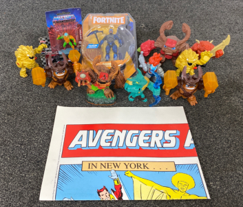 Assorted Toys and Avengers Poster