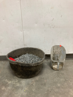 Bucket Of Nails And Concrete Scoop