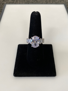 Size 8 .925 Silver Sparkling Topaz Ring