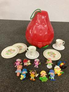 Vintage Strawberry Shortcake Tea Set And Toys