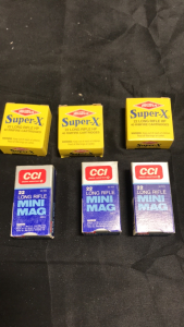 (3) Boxes Of (40) Western Super-X .22lr Hp Ammunition (3) Boxes of (50) CCI .22lr Mini Mag Ammunition