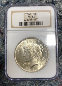 1922 S MS-63 Silver Dollar Coin