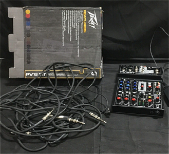 (1) Peavey 6-Input Stereo Mixer With Digital Effects and Bluetooth (2) Livewire Microphone Cords