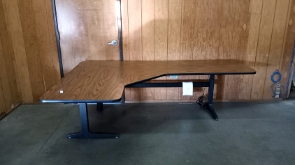 Large L-Shaped Metal-Framed Office Table