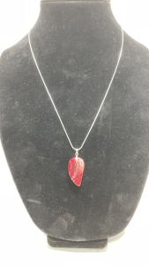 Beautiful Red Fire Dragon Veins Agate Necklace w/ 24” Chain