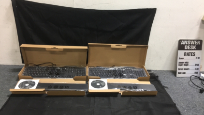 (2) New In Box Dell Black USB Wired English Desktop Keyboard