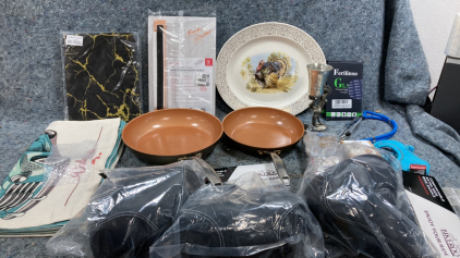 (2) Pans-(3) Wide Bike Saddles- Plate and More