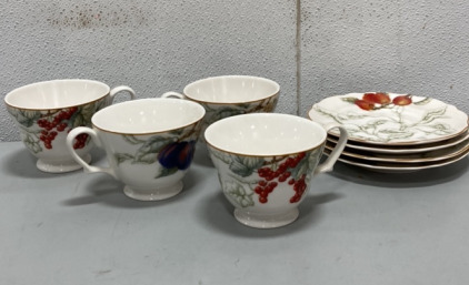 (4) Charter Club Casuals Summer Grove Mugs, (4) Charter Club Casuals Summer Grove Small Dessert Plates