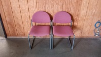 (2) Red Metal-Framed Office Chairs