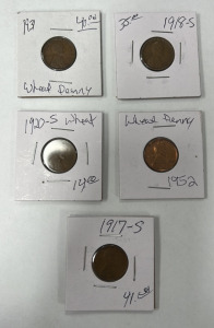 (5) Wheat Pennies