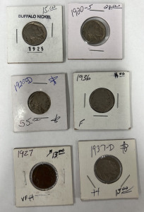 (6) Nickels of All Different Years