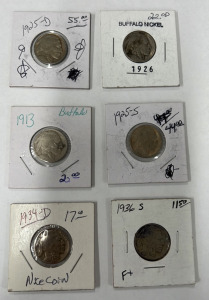 (6) Buffalo Nickels of All Years
