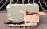 Pallet with Metal File Cabinet and Trailer Lights