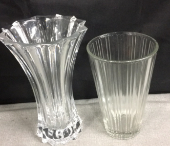 (1) Star Saped Vase - Big mouth (1) Round vase - Looks in good shape