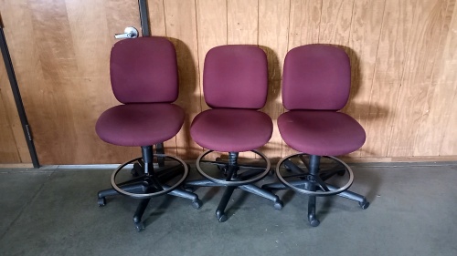 (3) Red Rolling Office Chairs