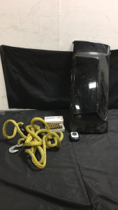 (1) General Motors Tow Hitch Cover For SUV (1) Tow Rope (42) Winchester .38 Special Ammunition (1) Intel Pocket Radio