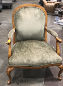(1) Green and Light Brown Lounge Chair